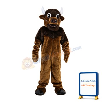 Adult Style Bull With White Horns Mascot Costume