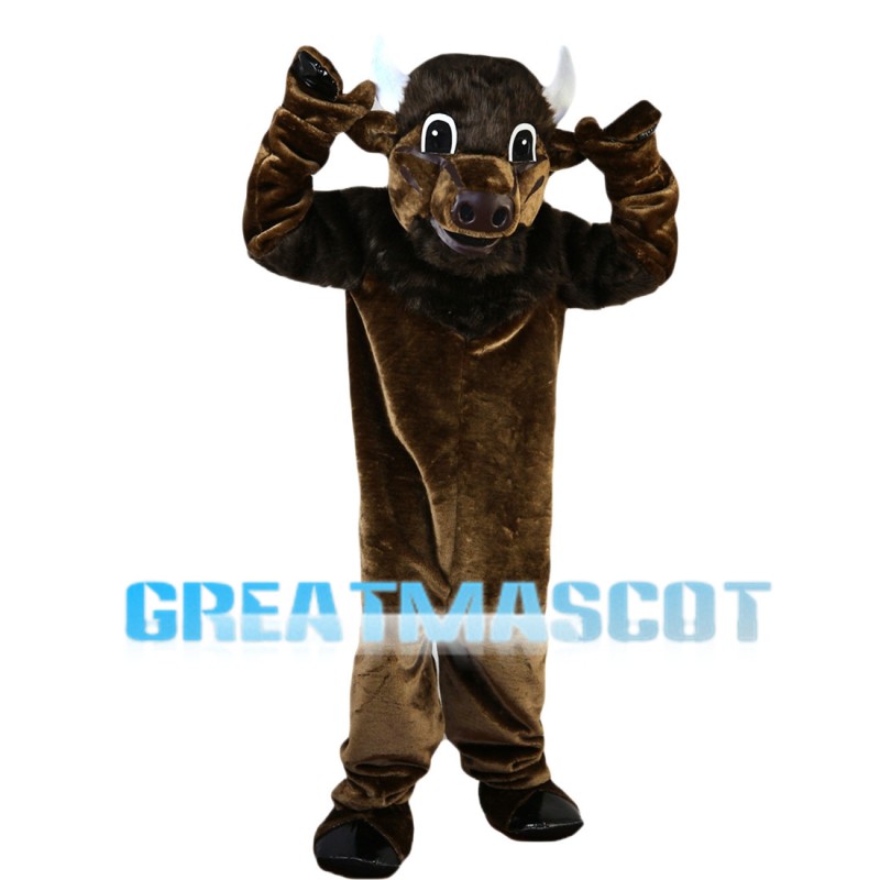 Adult Style Bull With White Horns Mascot Costume