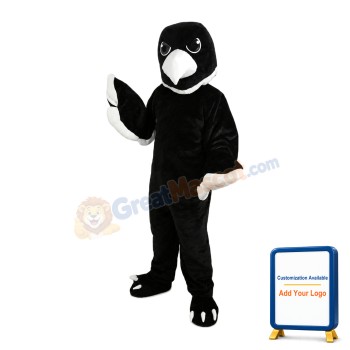 All Black Bird With White Beak Mascot Costume