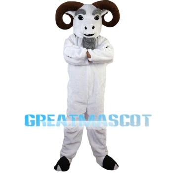 Old Ram With Curved Horns Mascot Costume