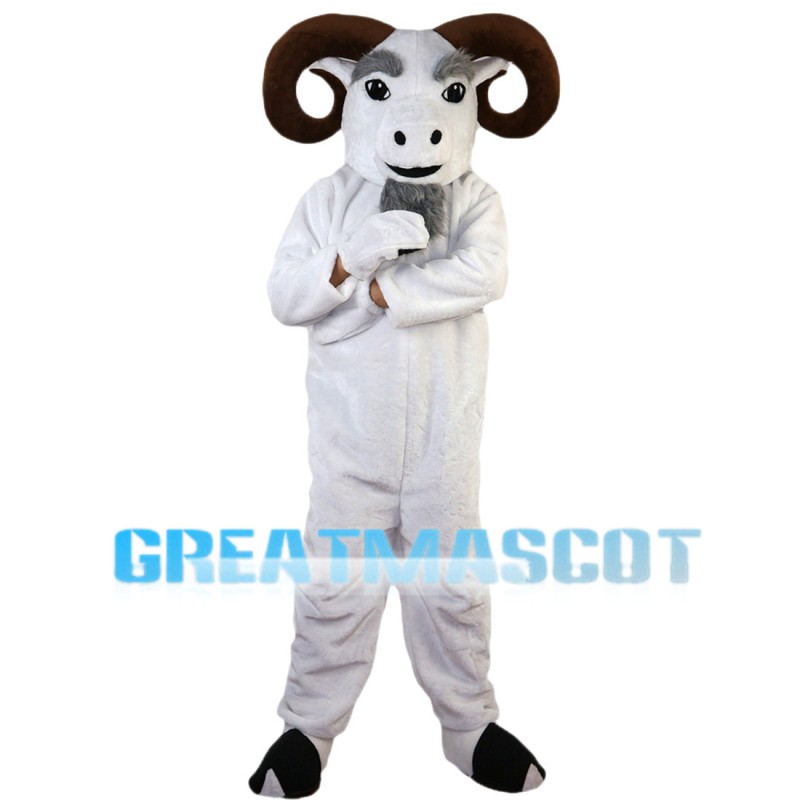 Old Ram With Curved Horns Mascot Costume