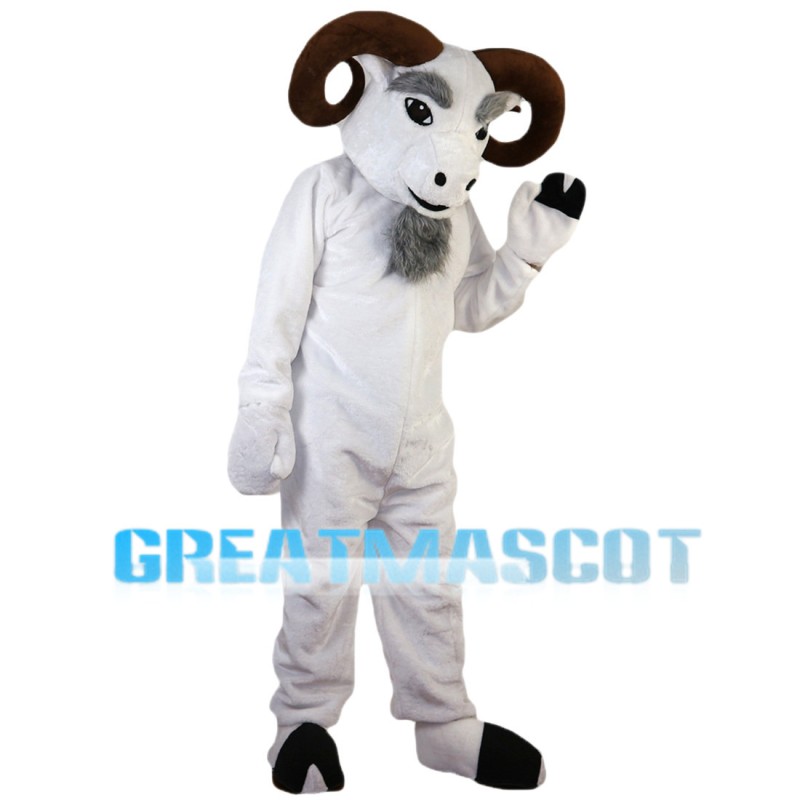 Old Ram With Curved Horns Mascot Costume