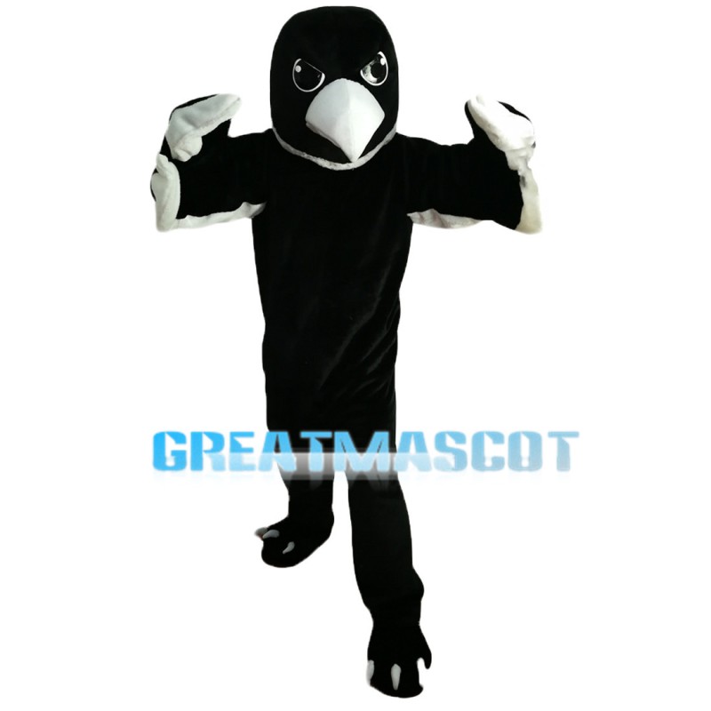 All Black Bird With White Beak Mascot Costume