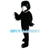 All Black Bird With White Beak Mascot Costume