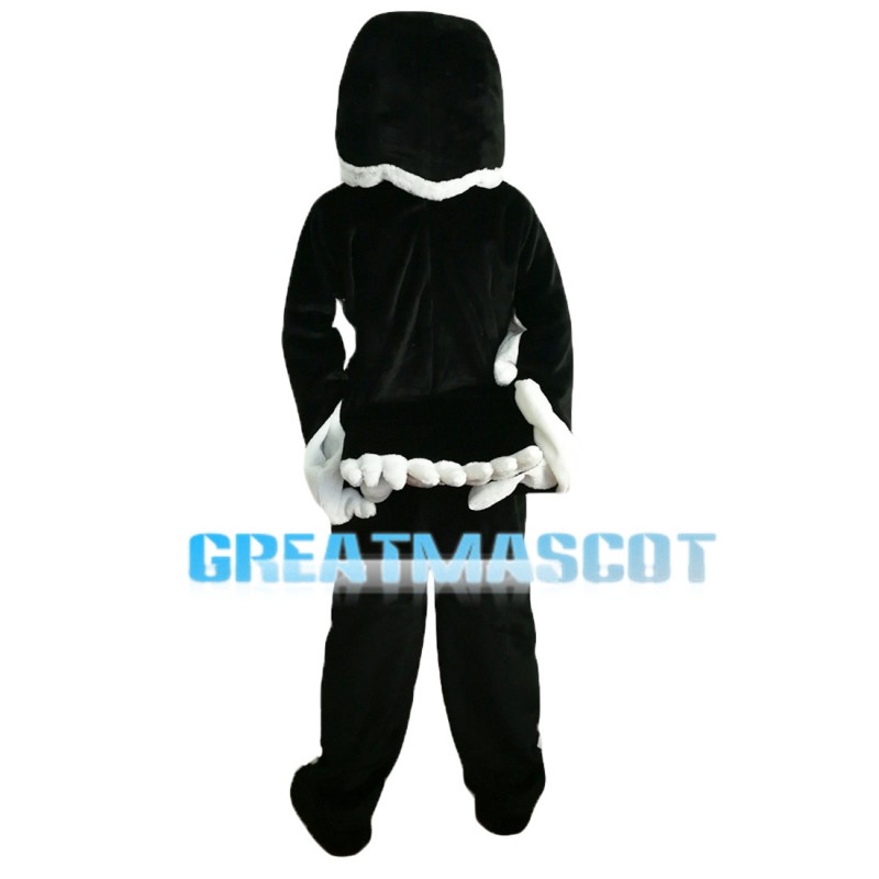 All Black Bird With White Beak Mascot Costume