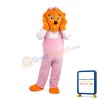 Orange Dog With Pink Overalls Mascot Costume