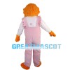 Orange Dog With Pink Overalls Mascot Costume