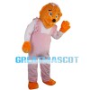 Orange Dog With Pink Overalls Mascot Costume