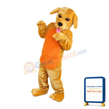 Brown Dog Licking Paw Mascot Costume