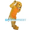 Brown Dog Licking Paw Mascot Costume