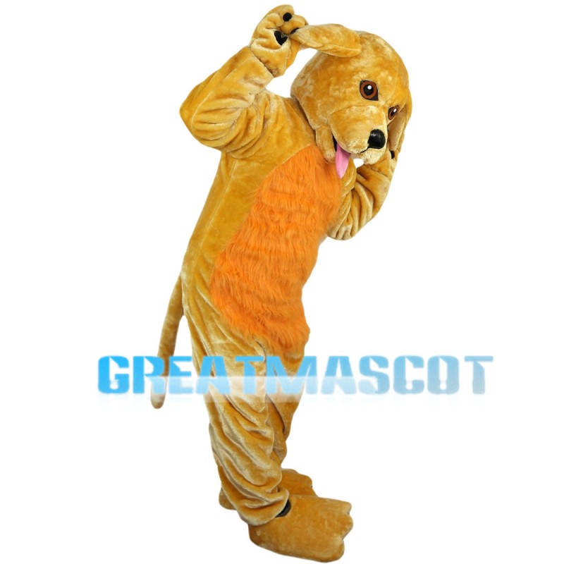 Brown Dog Licking Paw Mascot Costume