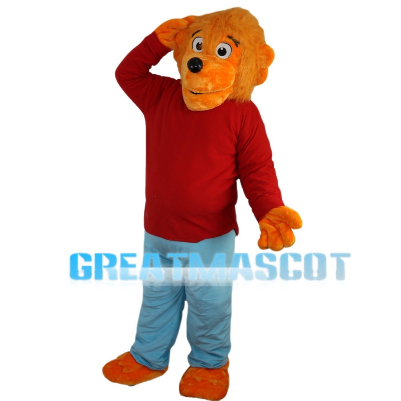 Clever Dog With Red Pullover Mascot Costume