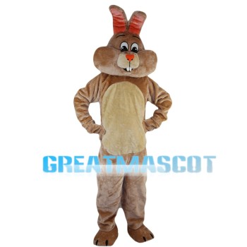 Light Brown Rabbit With Orange Ears Mascot Costume