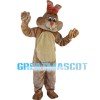 Light Brown Rabbit With Orange Ears Mascot Costume