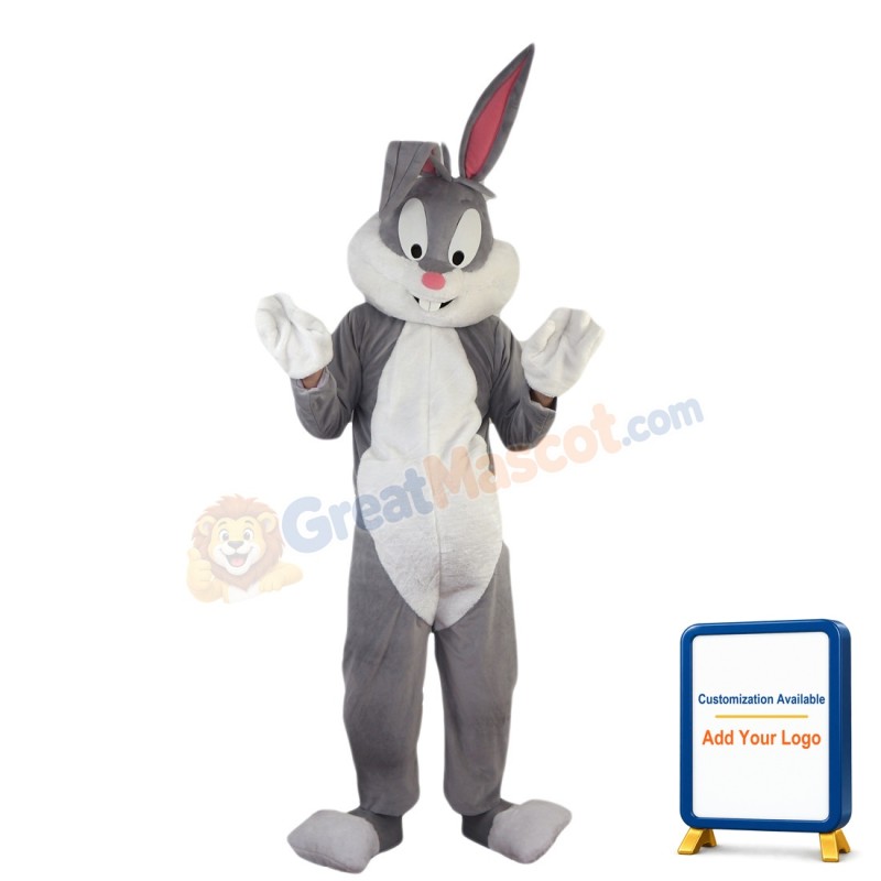 Adult Gray & White Rabbit Mascot Costume