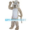 Khaki Lion With White Mane Mascot Costume
