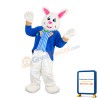 Gentle Rabbit With Blue Coat Mascot Costume