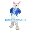 Gentle Rabbit With Blue Coat Mascot Costume
