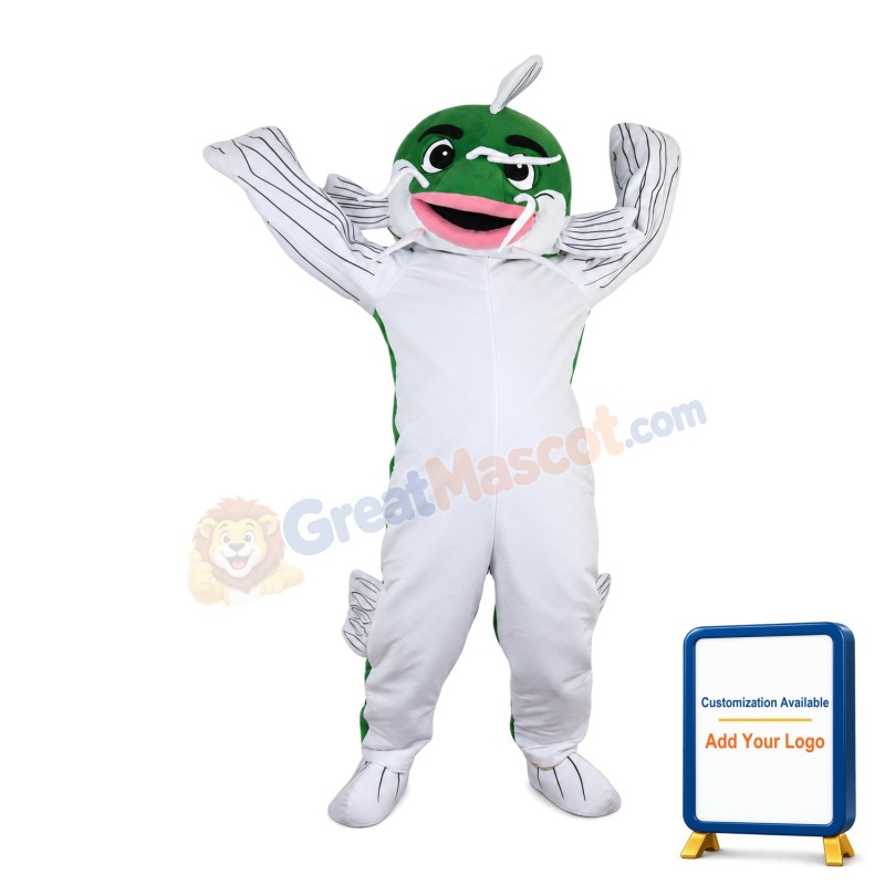 Flat Head Catfish With Big Mouth Mascot Costume