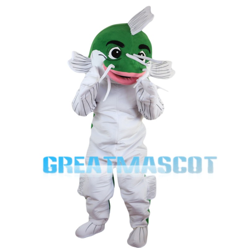 Flat Head Catfish With Big Mouth Mascot Costume