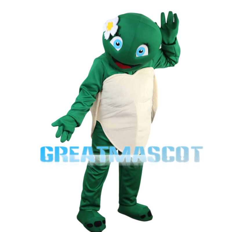 Blue Eyes Turtle With Flower Mascot Costume