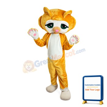 Shy Little Yellow Cat Mascot Costume
