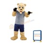 Adult Lion Wearing Gray Vest Mascot Costume