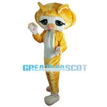 Shy Little Yellow Cat Mascot Costume