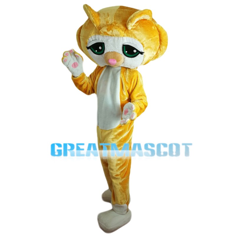 Shy Little Yellow Cat Mascot Costume