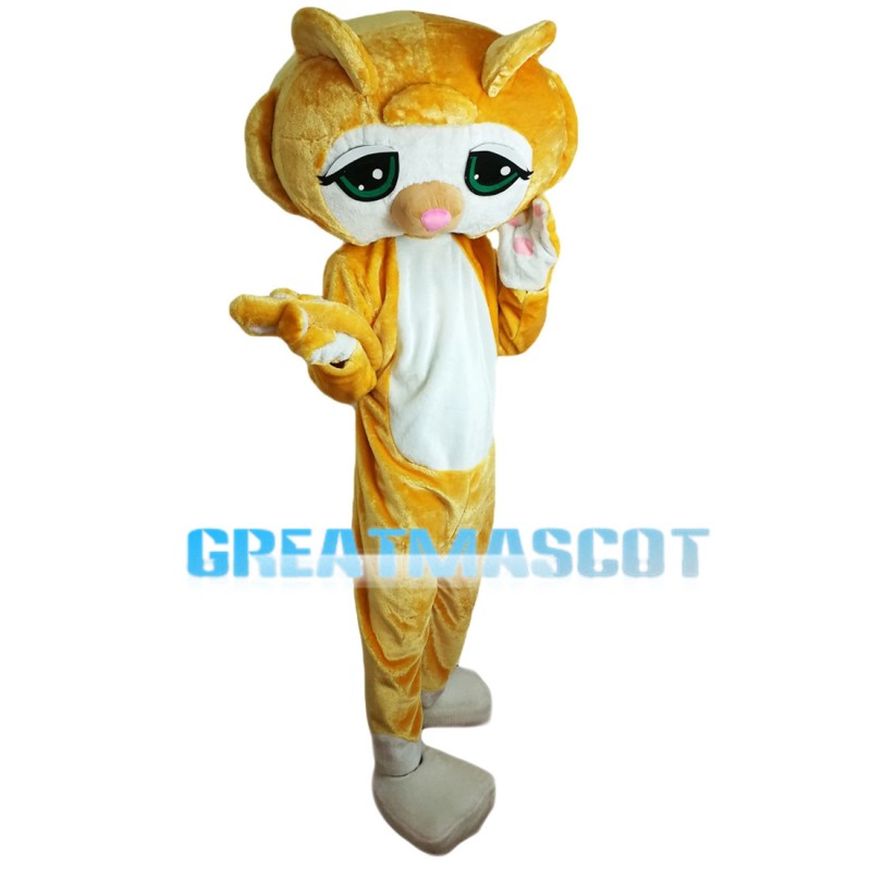 Shy Little Yellow Cat Mascot Costume
