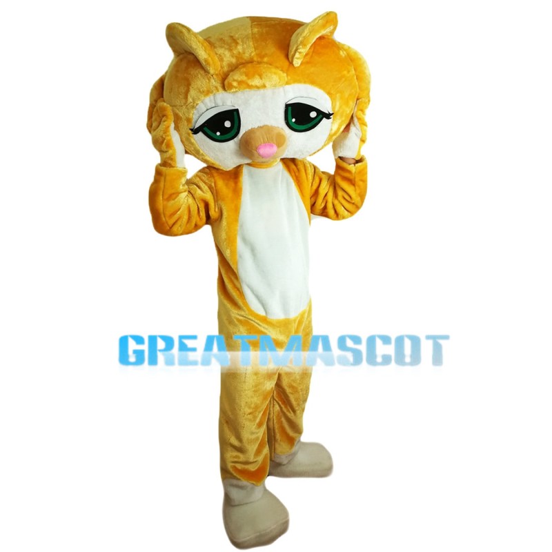 Shy Little Yellow Cat Mascot Costume