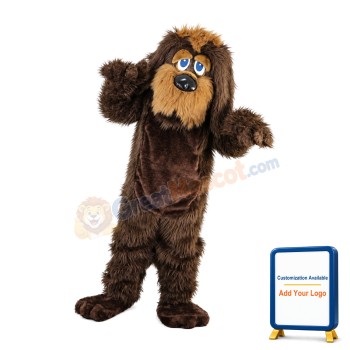 Dark Brown Long Fur Dog Mascot Costume