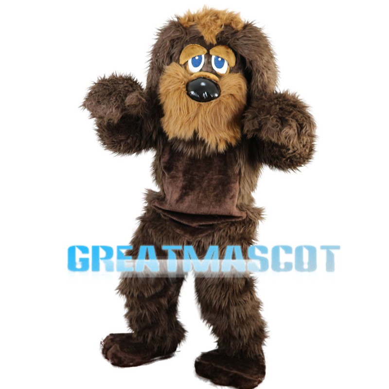 Dark Brown Long Fur Dog Mascot Costume