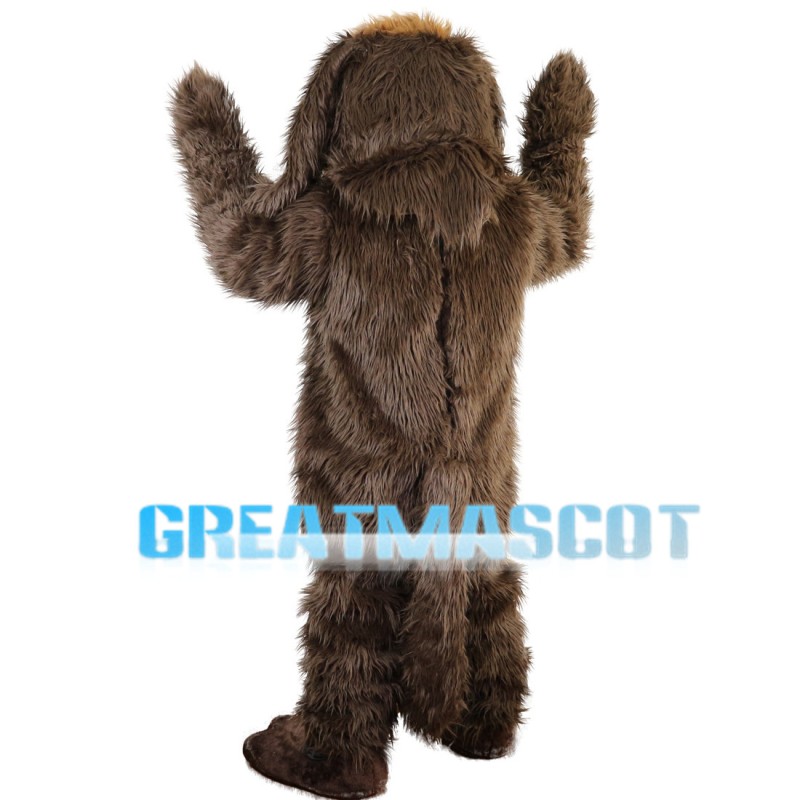 Dark Brown Long Fur Dog Mascot Costume