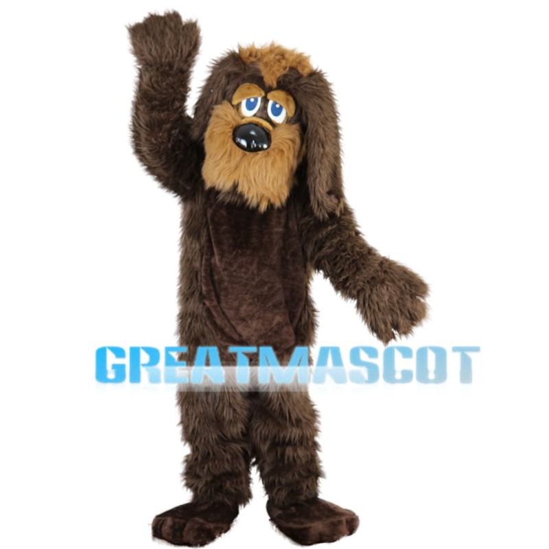 Dark Brown Long Fur Dog Mascot Costume