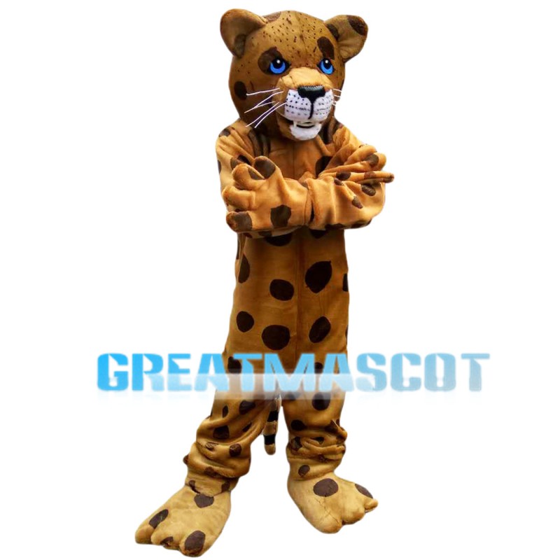 Leisurely Leopard With Blue Eyes Mascot Costume