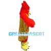 Long Fur Red Flame Bird Mascot Costume
