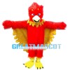 Long Fur Red Flame Bird Mascot Costume