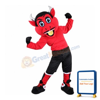 Sportsman Bull With Silver Horns Mascot Costume