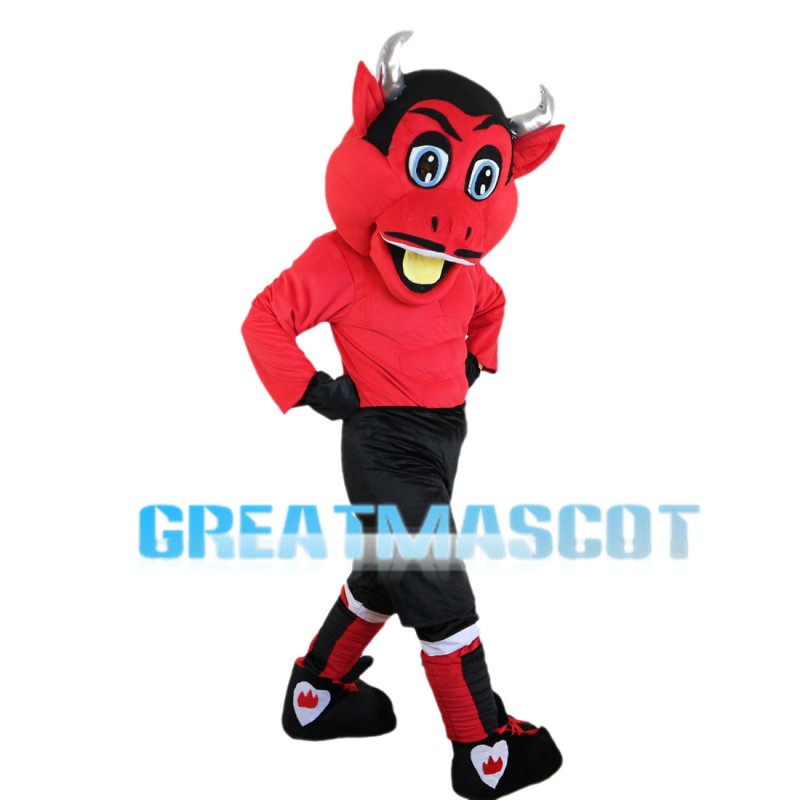 Sportsman Bull With Silver Horns Mascot Costume