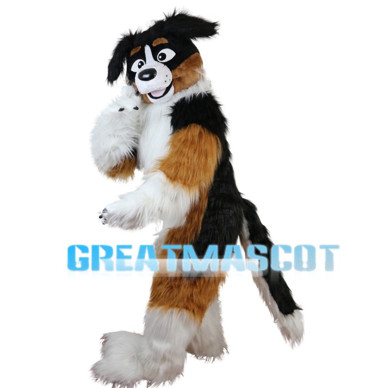 Obedient Long Fur Dog Mascot Costume