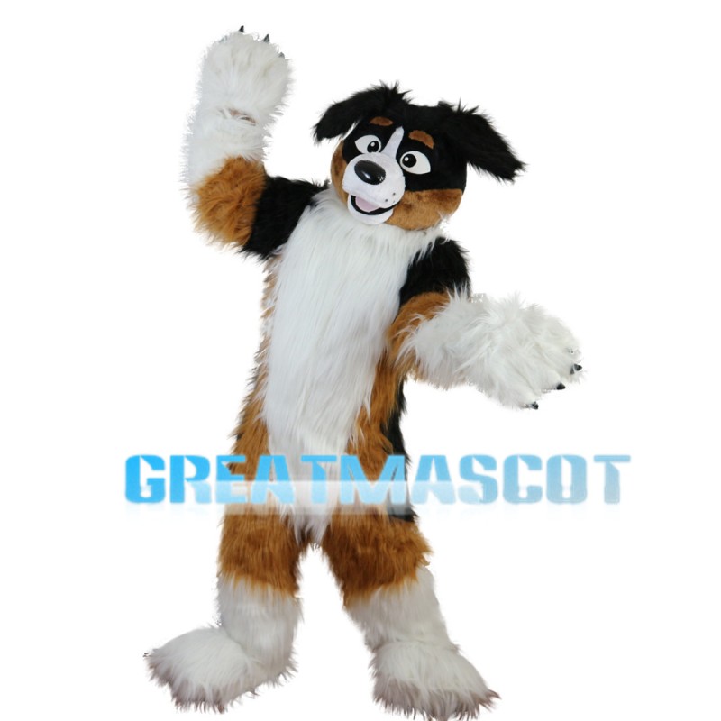 Obedient Long Fur Dog Mascot Costume