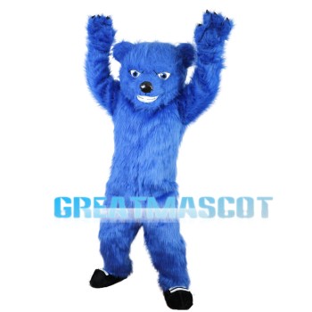 Long Fur Blue Bear Mascot Costume