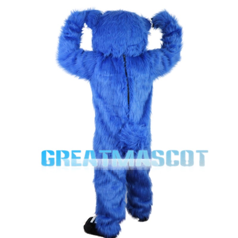 Long Fur Blue Bear Mascot Costume
