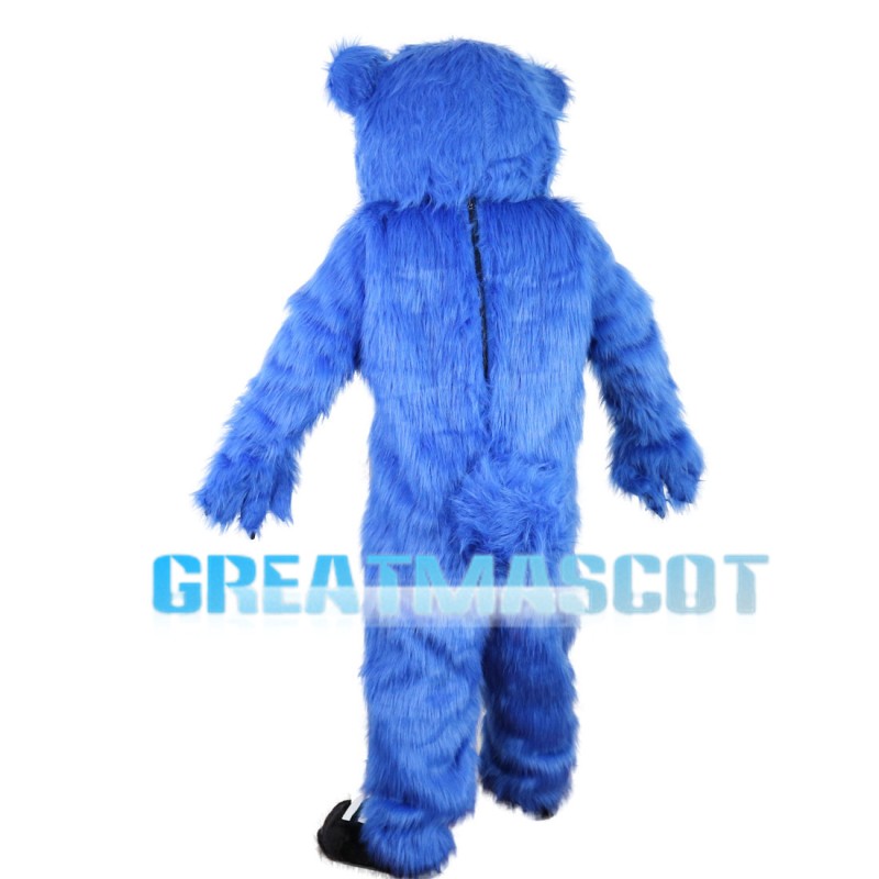 Long Fur Blue Bear Mascot Costume