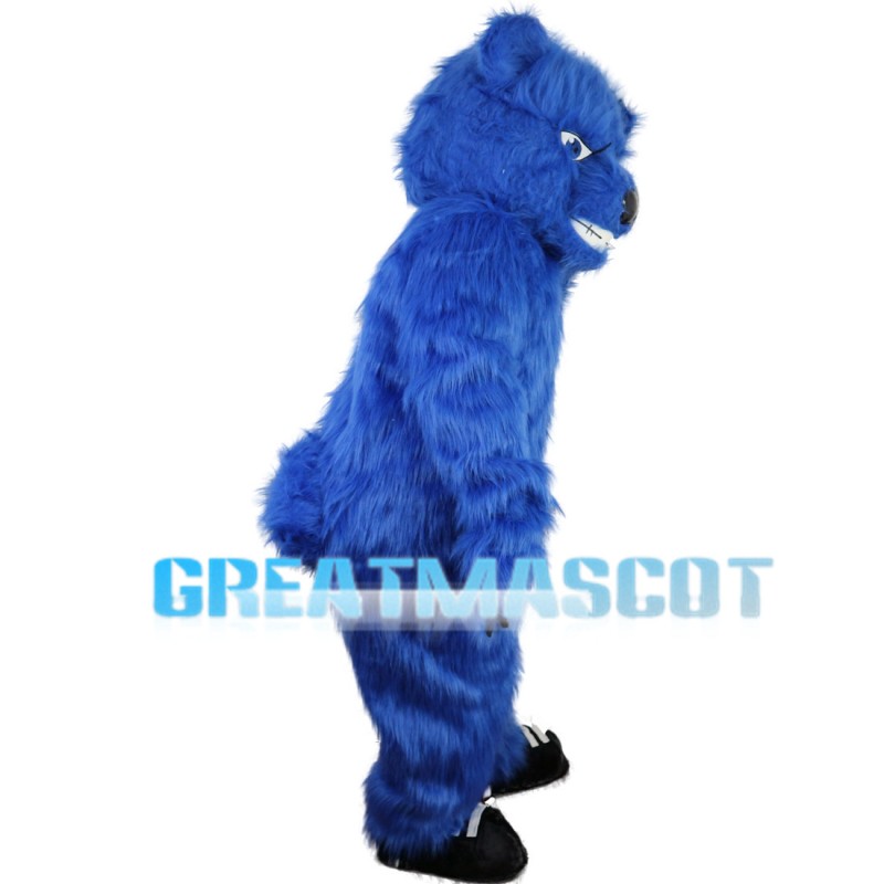 Long Fur Blue Bear Mascot Costume