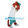 Brown Fox Wearing Green Pants Mascot Costume