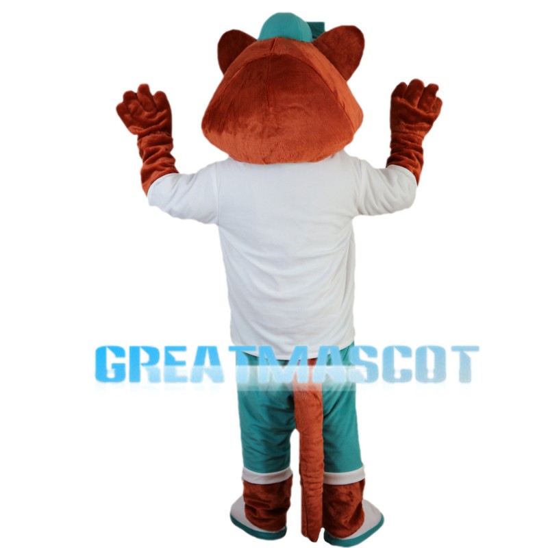 Brown Fox Wearing Green Pants Mascot Costume