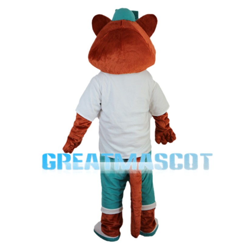 Brown Fox Wearing Green Pants Mascot Costume
