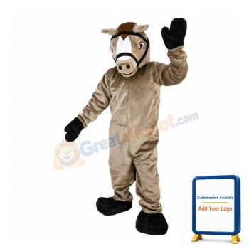 Standing Brown Horse Mascot Costume